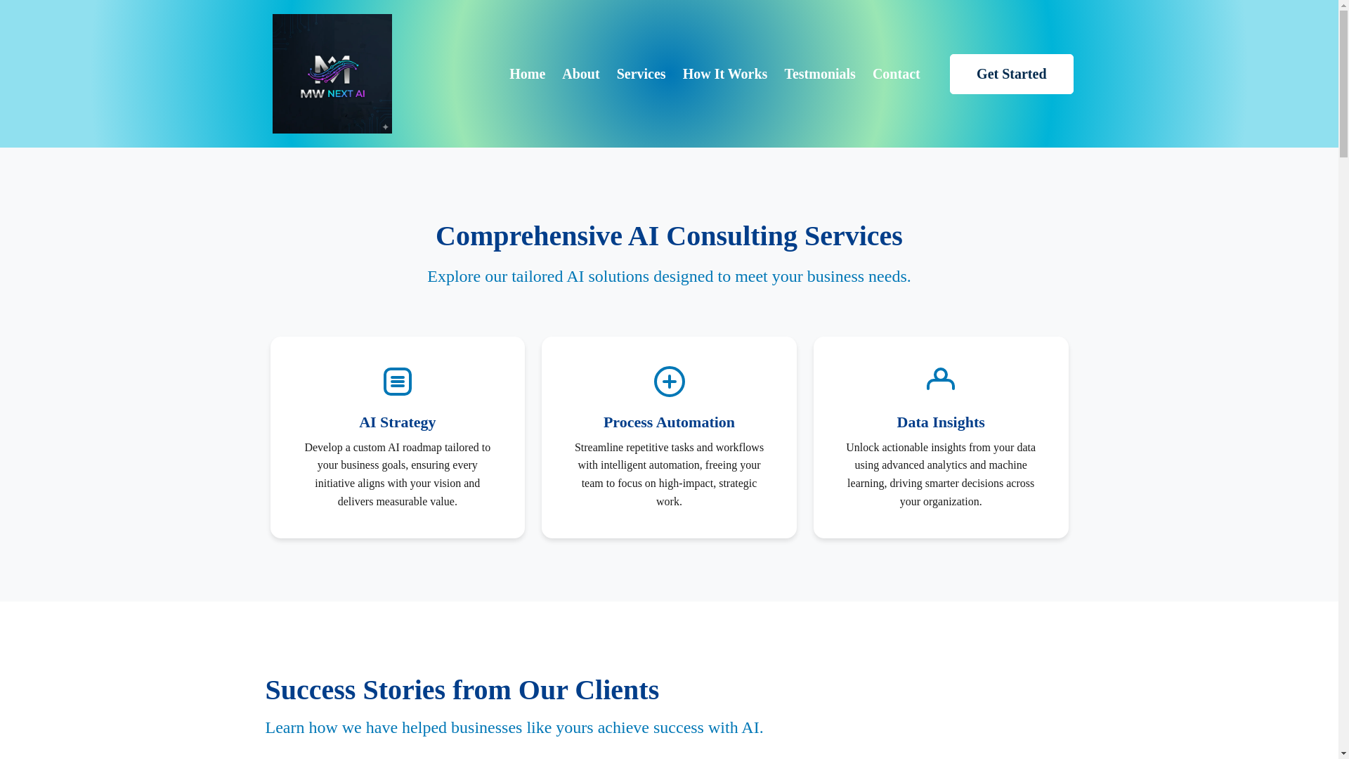 website screenshot of https://mwnextai.com/