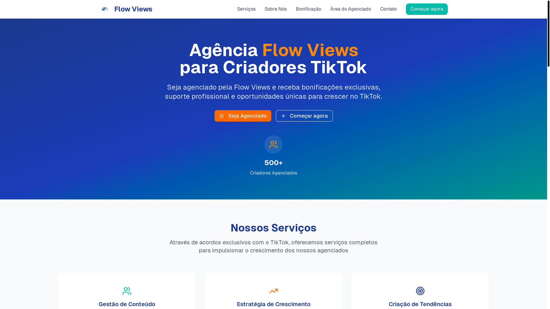 website screenshot of https://flowviews.com.br/