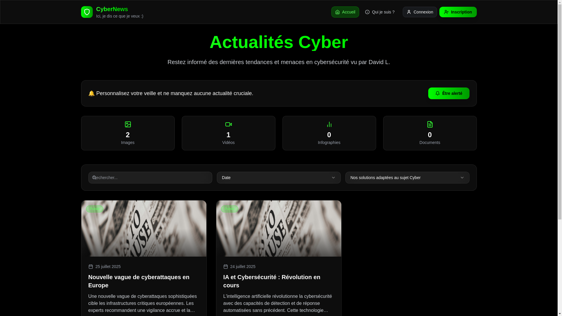 website screenshot of https://actucyber.fr/