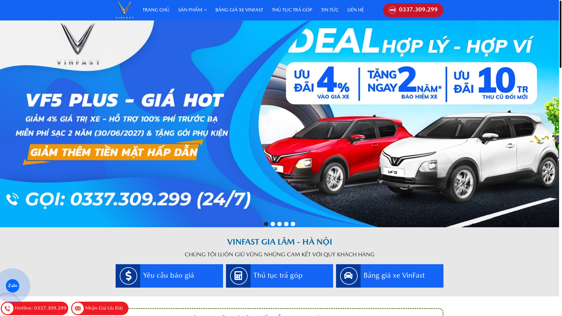 website screenshot of https://vinfastotogialam.com/