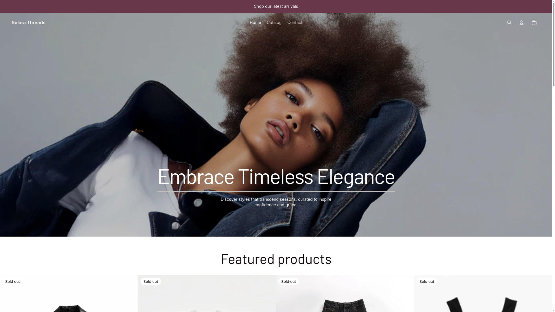 website screenshot of https://solarathreads.shop/