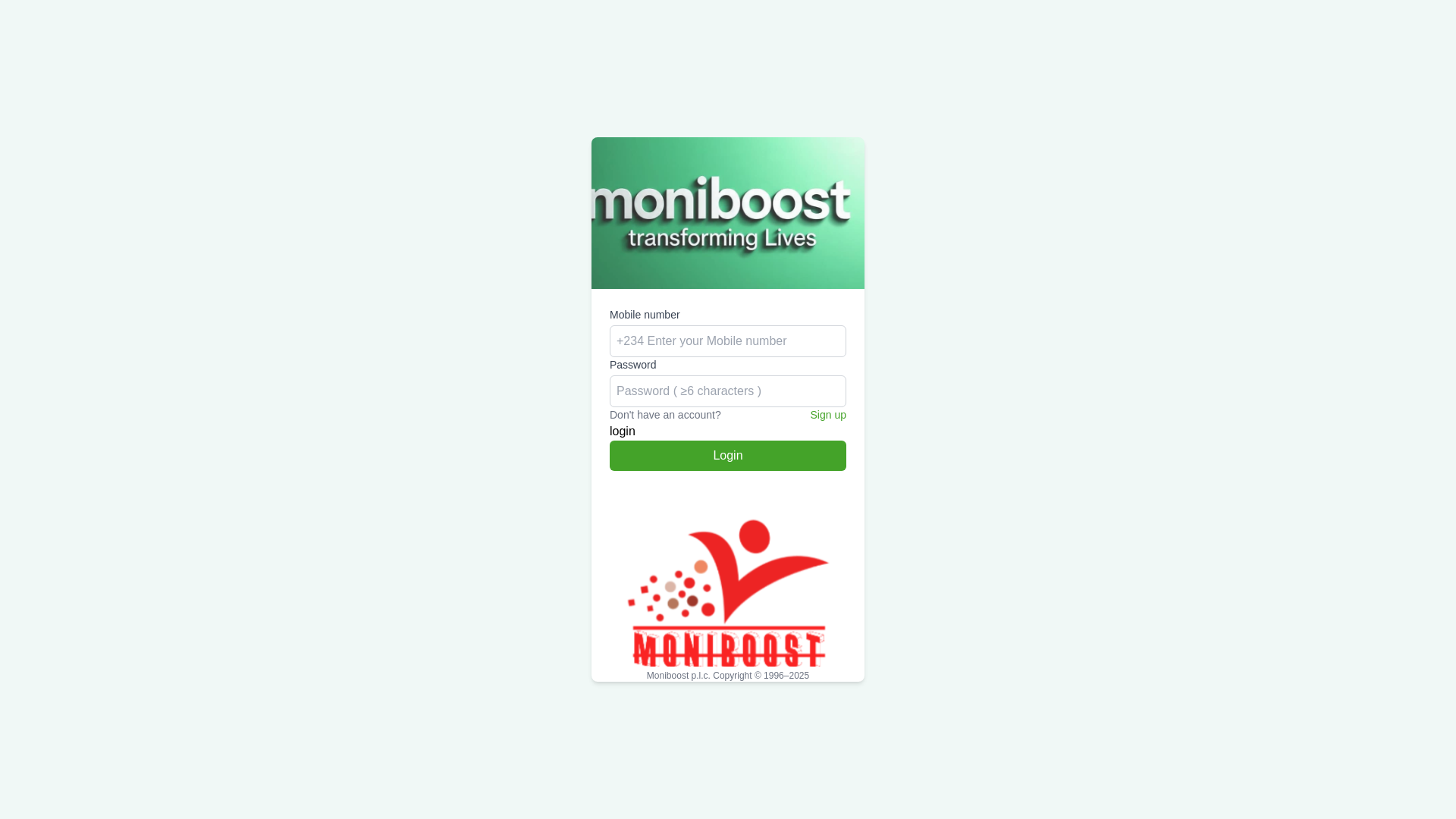 website screenshot of https://moniboost.net.ng/