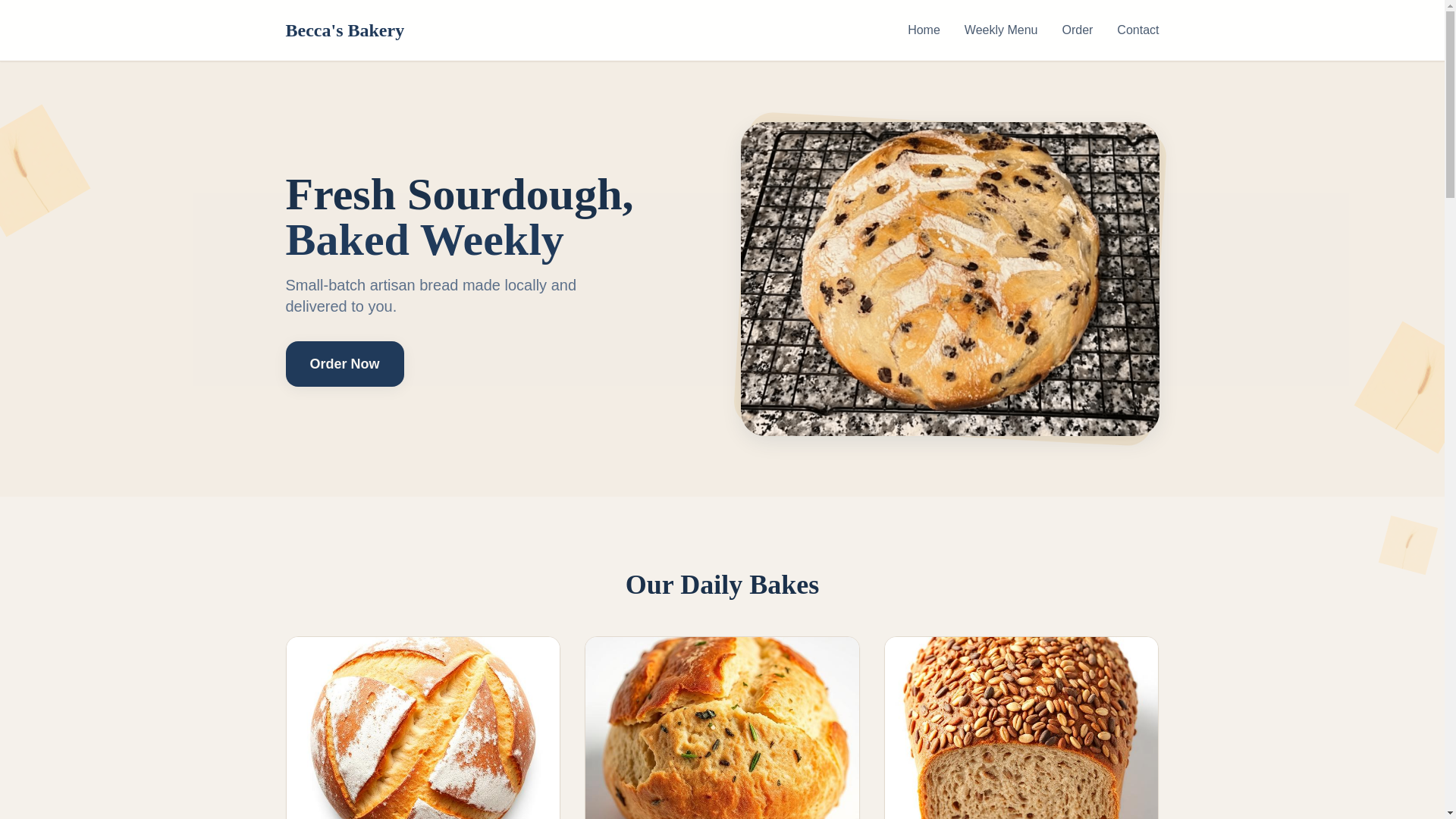 website screenshot of https://becccassourdoughbakery.com/