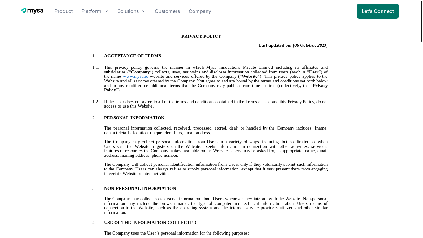 website screenshot of https://1qhq2g1e.r.ap-south-1.awstrack.me/L0/https:%2F%2Fwww.mysa.io%2Fprivacy-policy/1/010901968adcf629-cec01bd8-2c5c-4605-83e2-e3f6404030ae-000000/7LN8g9mZrVwum8MKFnGo7KIAweU=205