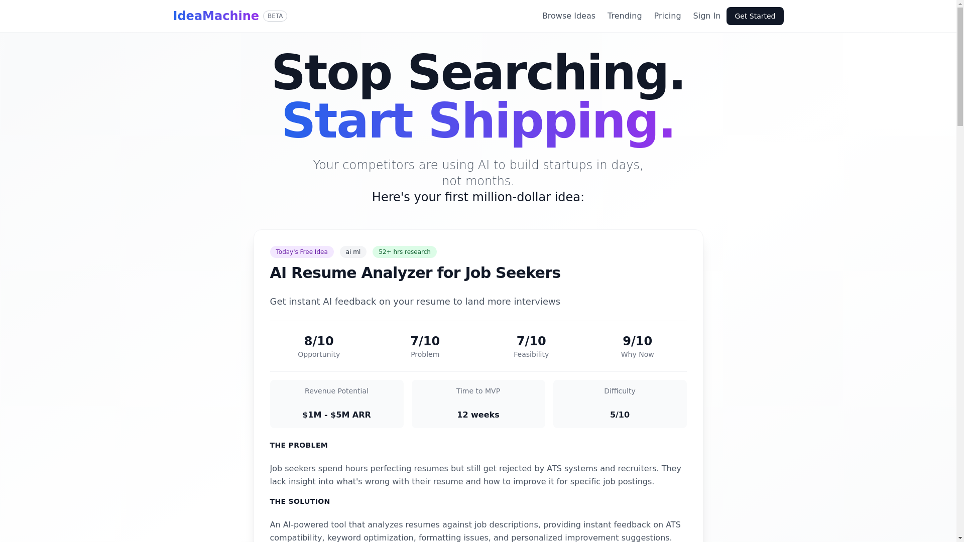 website screenshot of https://ideamachine.pages.dev/