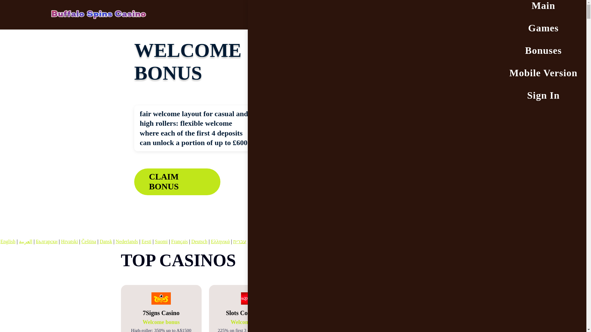 website screenshot of https://buffalospins1.bond/