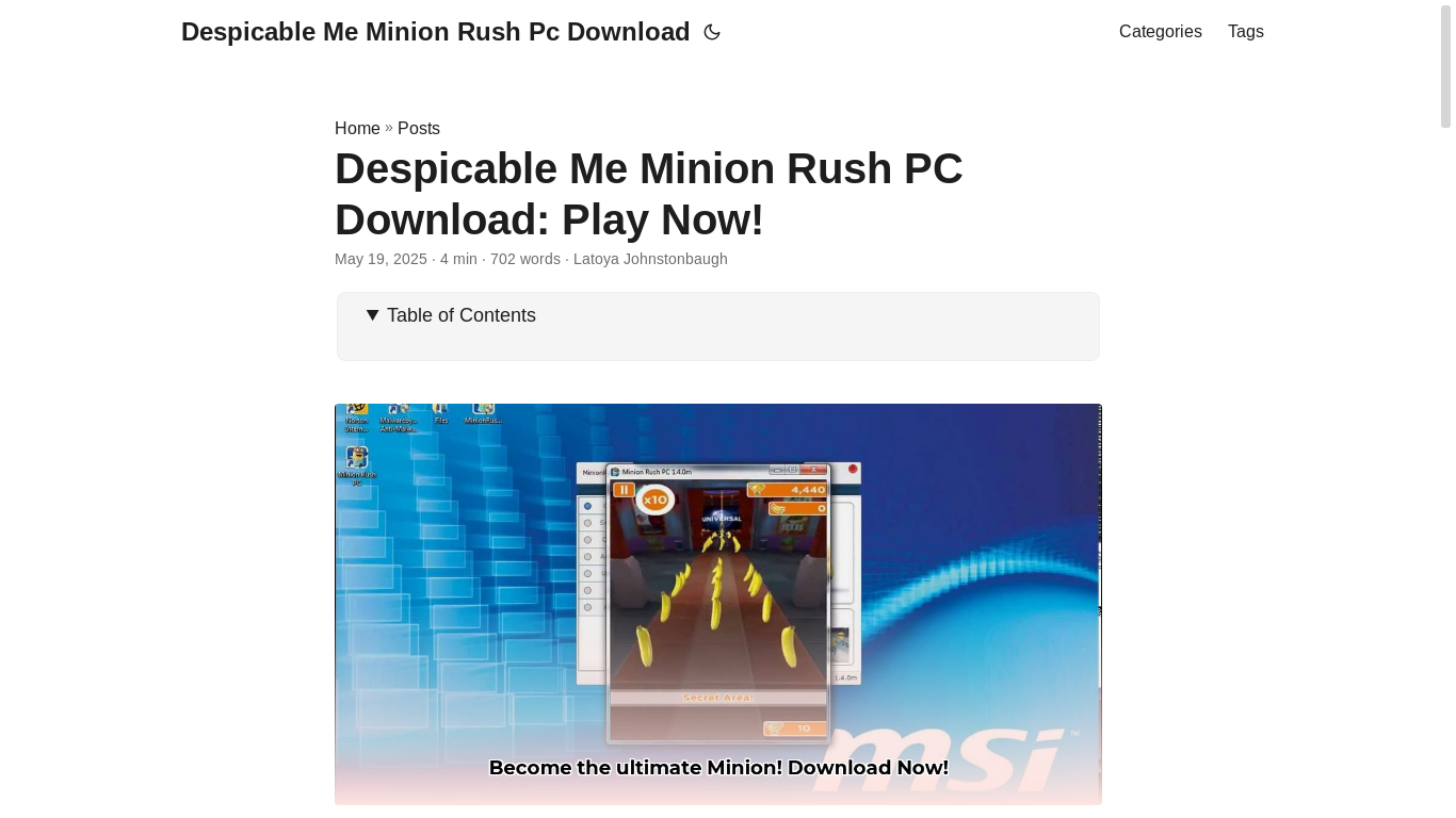 website screenshot of https://despicable-me-minion-rush-pc-download.pages.dev/