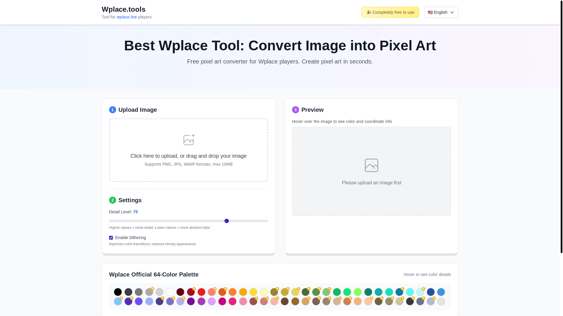 website screenshot of https://wplace.tools/