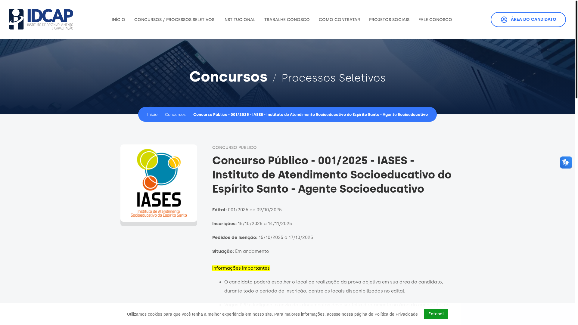 website screenshot of https://idcap-instituto.org/