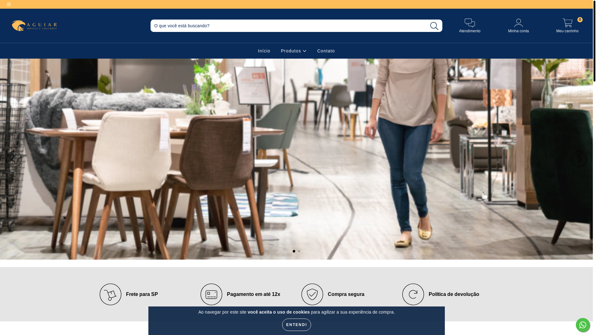 website screenshot of https://aguiarcolchoesmoveis.com.br/