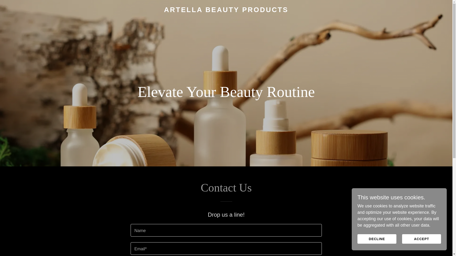 website screenshot of https://artellaproducts.com/