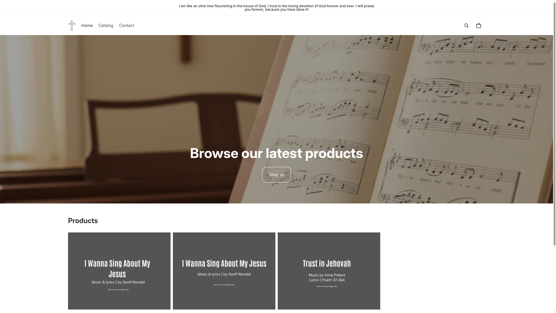 website screenshot of https://newchristiansheetmusic.com/