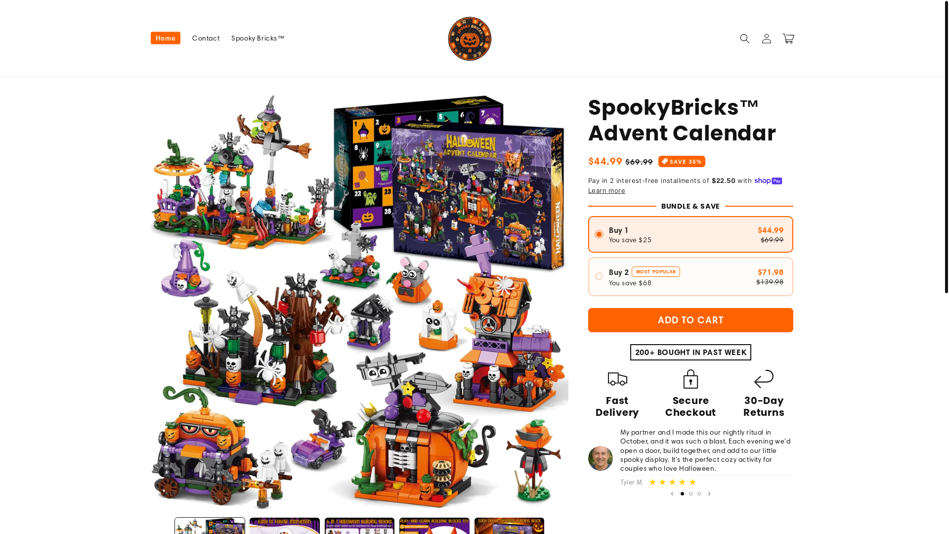 website screenshot of https://spookybricks.com/
