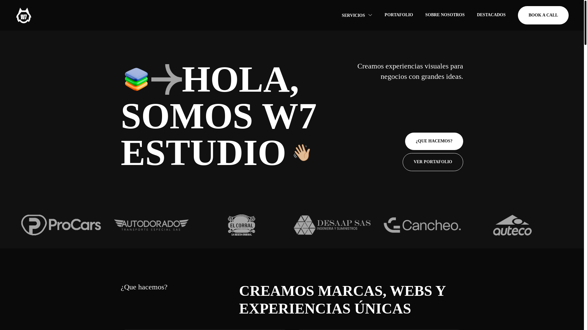 website screenshot of https://w7estudio.com/