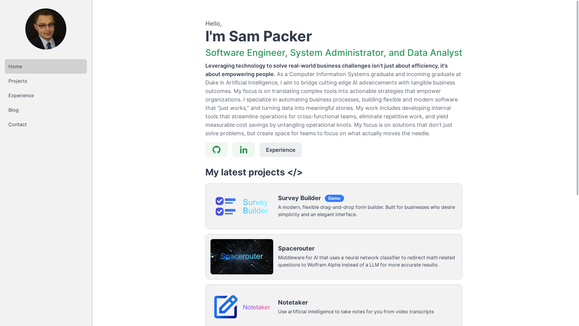 website screenshot of https://sampacker.pages.dev/