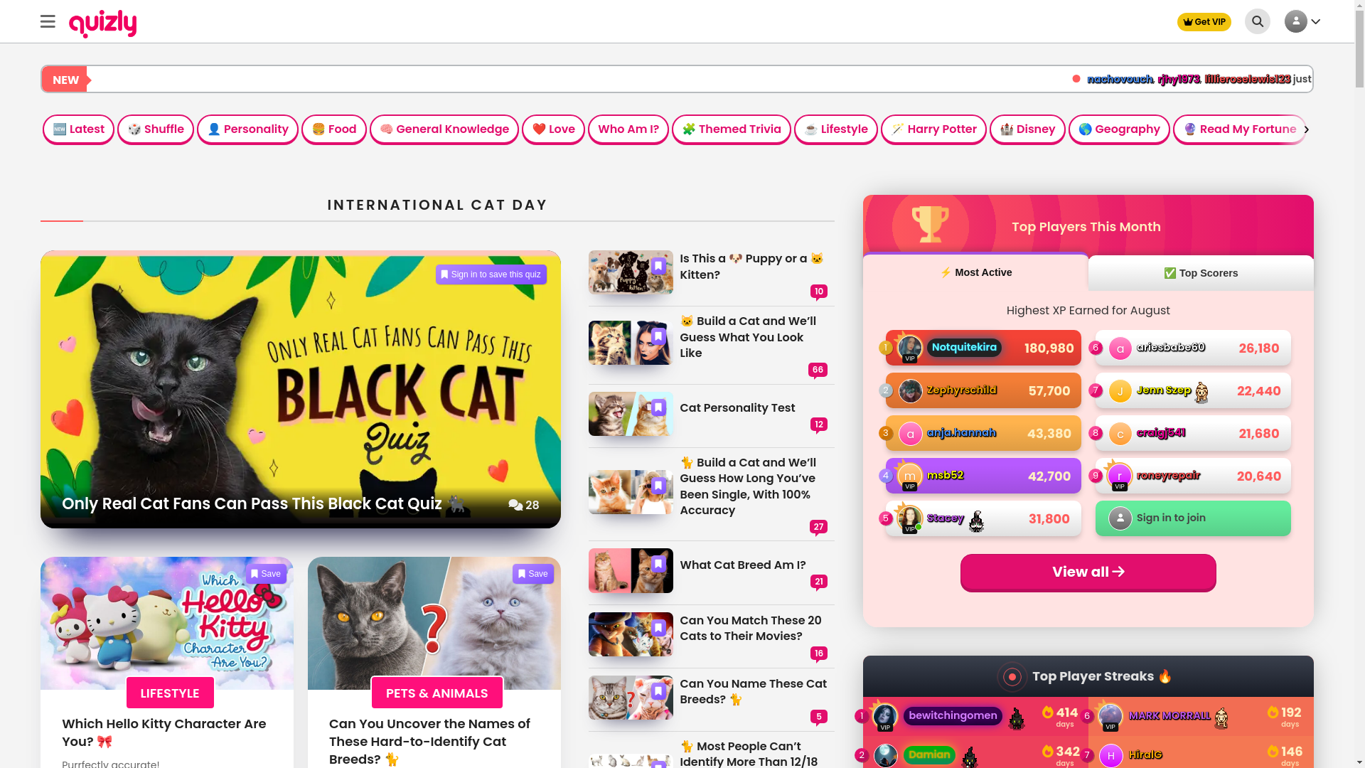 website screenshot of https://quizly.co/