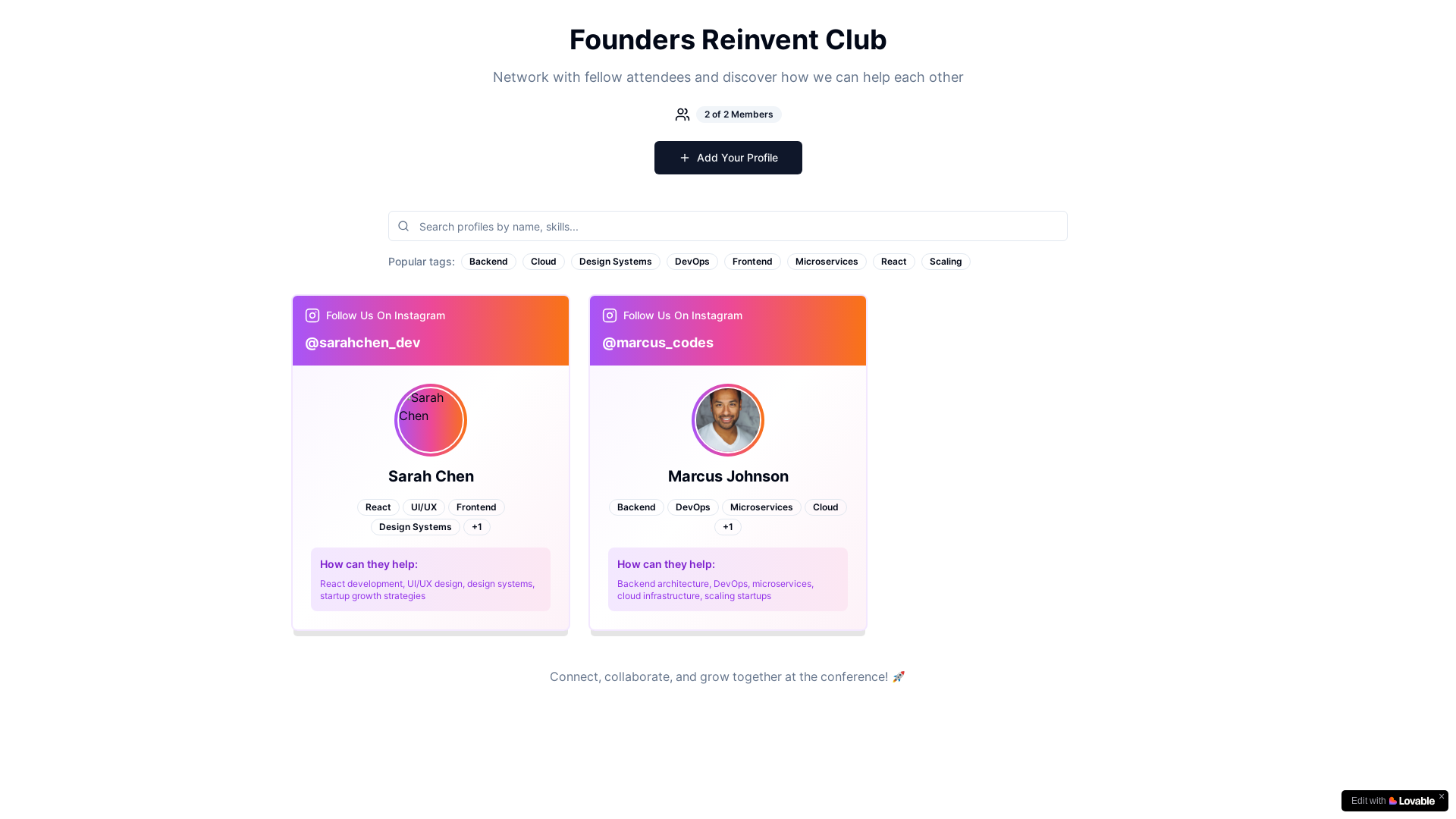 website screenshot of https://foundersreinvent.club/