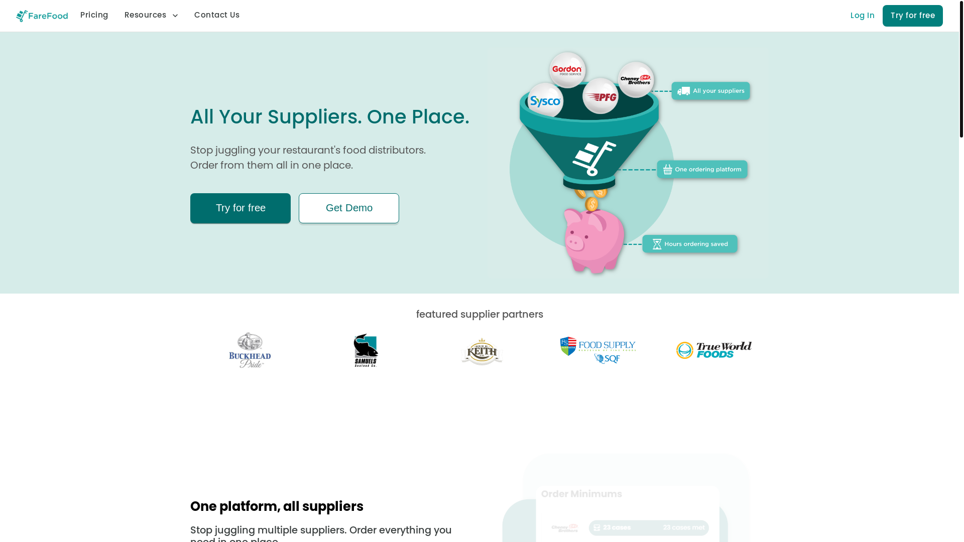 website screenshot of https://farefoodconnect.com/
