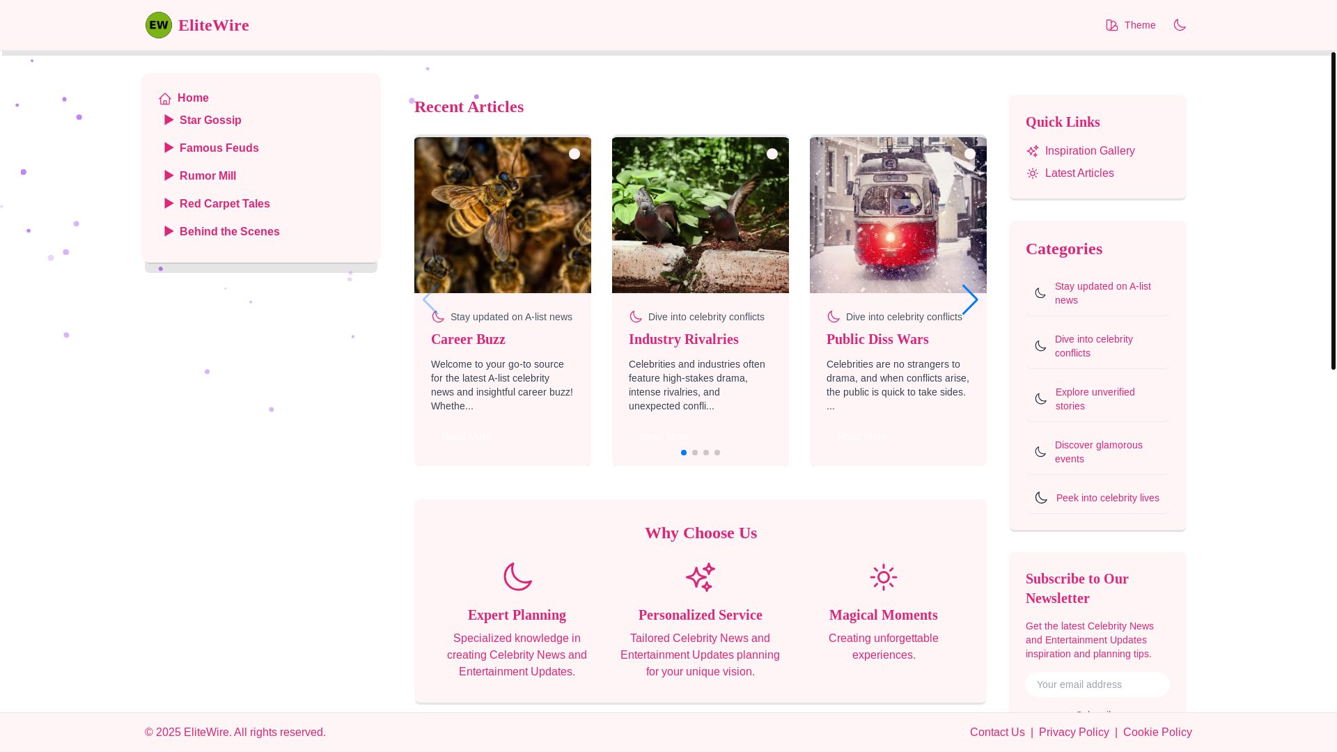 website screenshot of https://elitegossipwire.xyz/