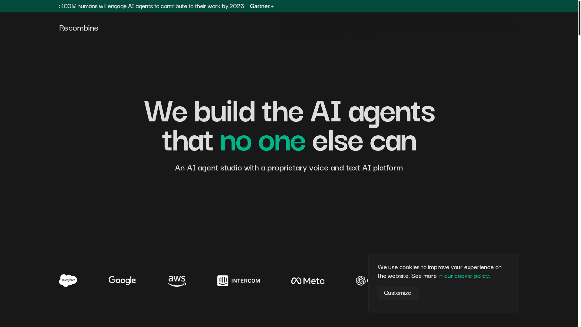website screenshot of https://startrecombineai.com/