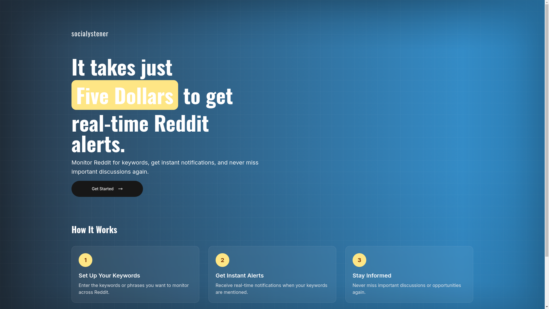 website screenshot of https://socialystener.com/
