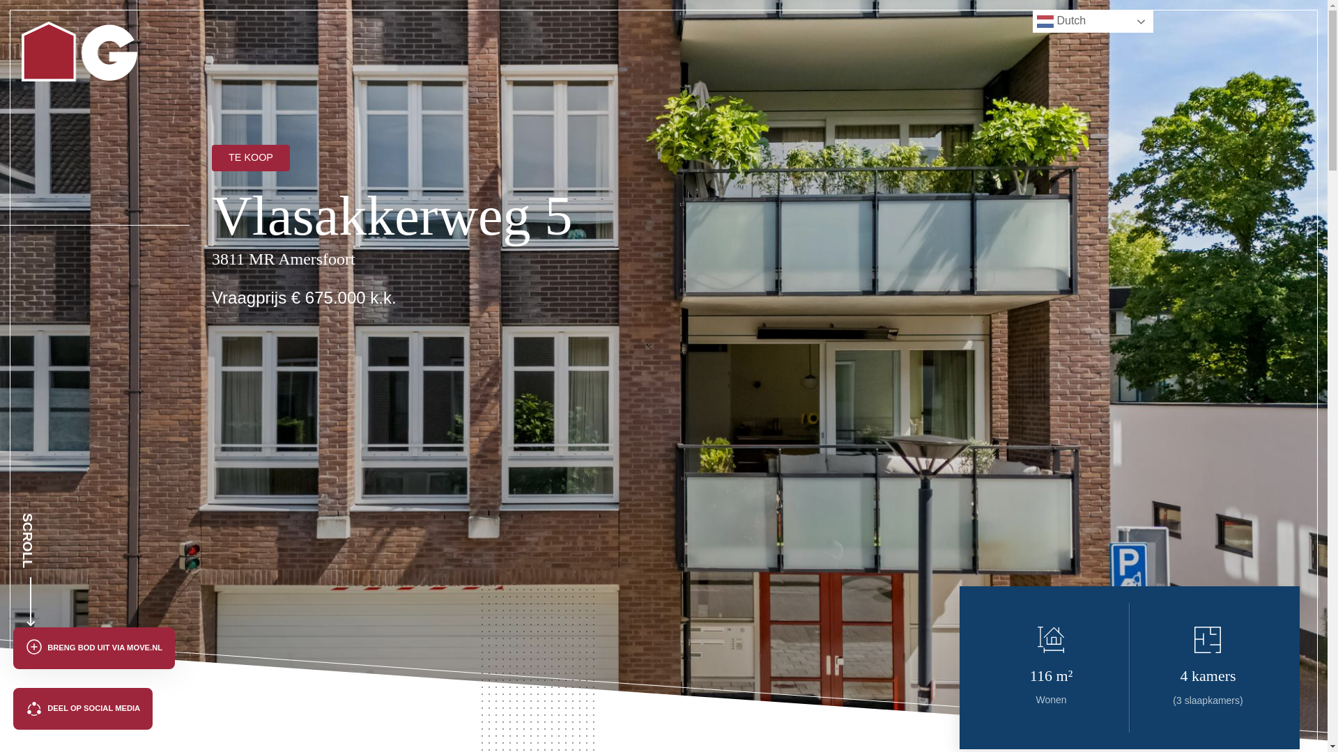 website screenshot of https://vlasakkerweg5amersfoort.nl/