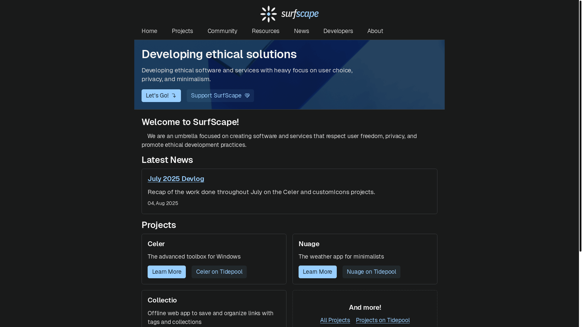 website screenshot of https://surfscape-orx.pages.dev/