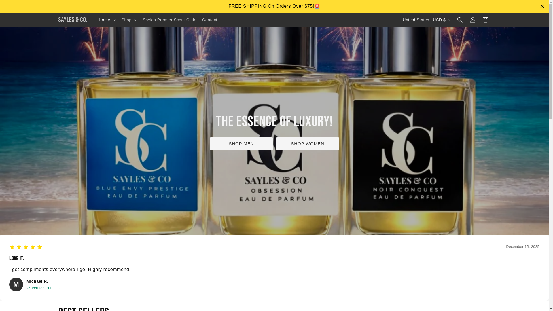 website screenshot of https://www.saylesandcofragrances.com/