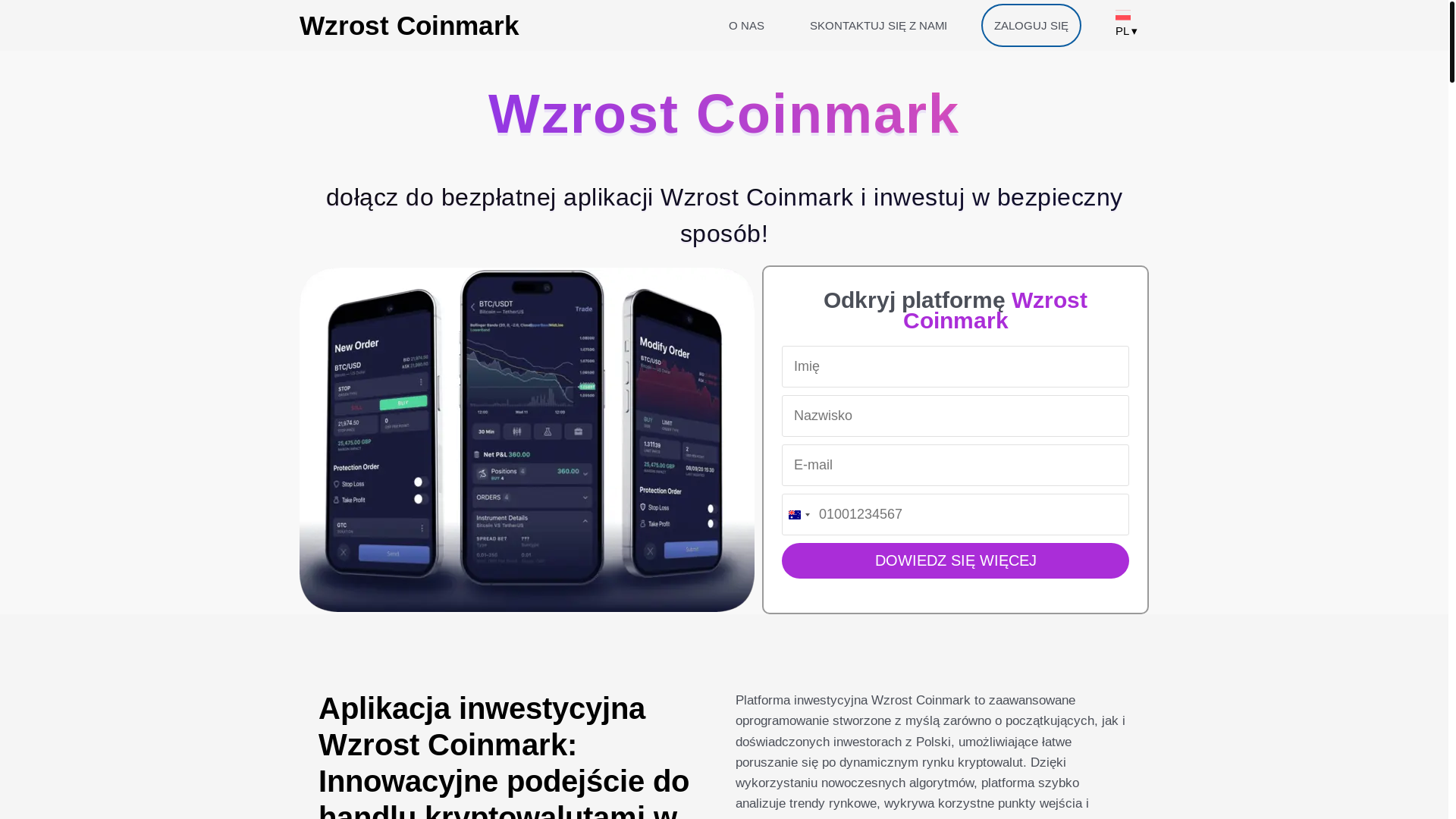 website screenshot of https://wzrostcoinmarkapp.com/