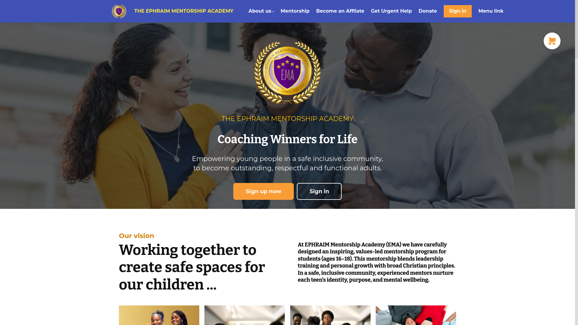 website screenshot of https://ephraimacademy.org/