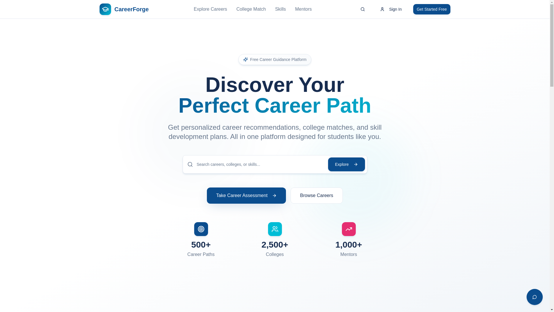 website screenshot of https://careerforge.academy/