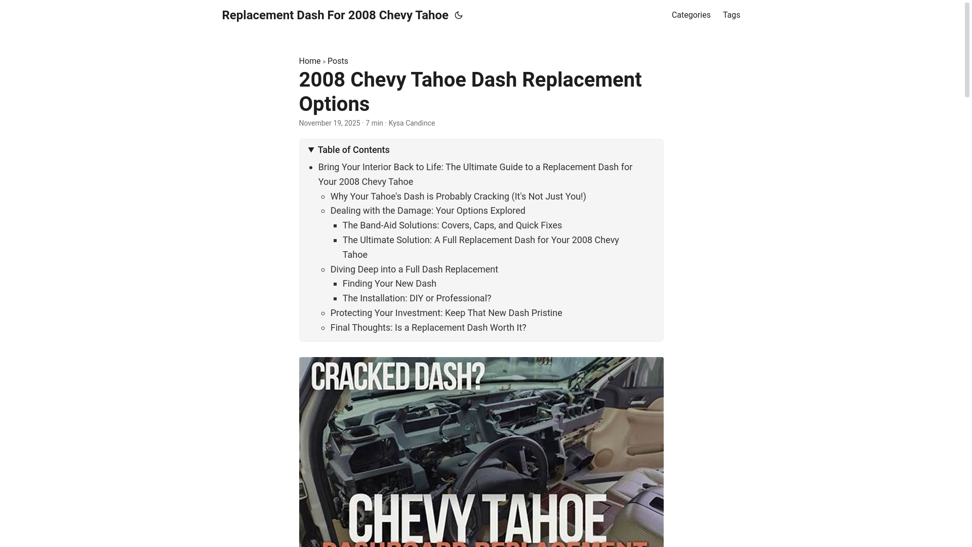 website screenshot of https://replacementdashfor2008chevytahoe.pages.dev/