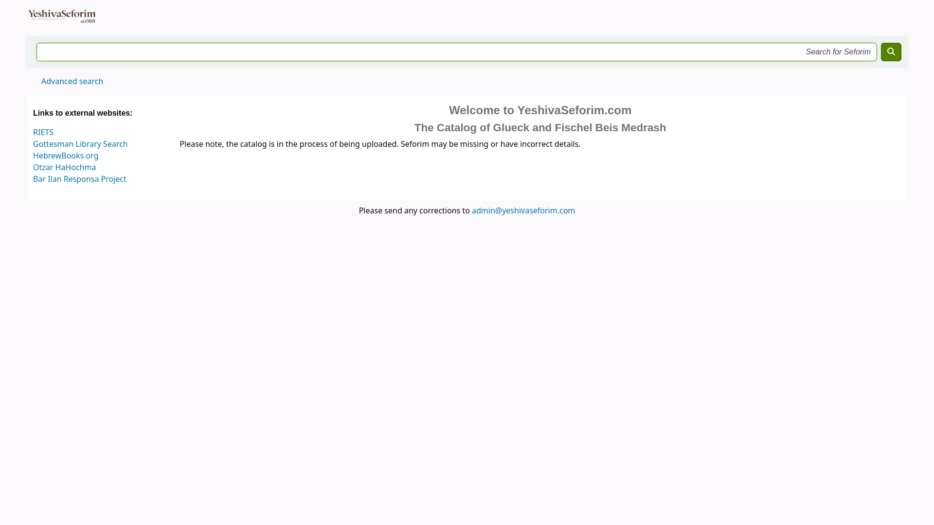 website screenshot of https://yeshivasefarim.com/
