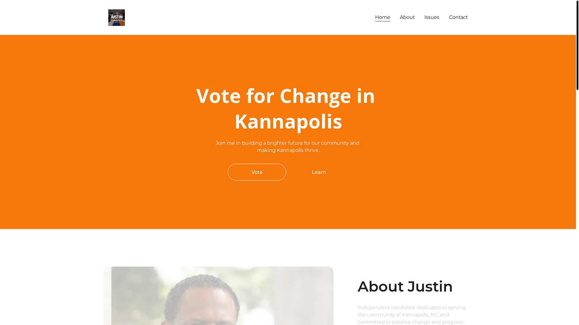 website screenshot of https://justin4kannapolis.org/