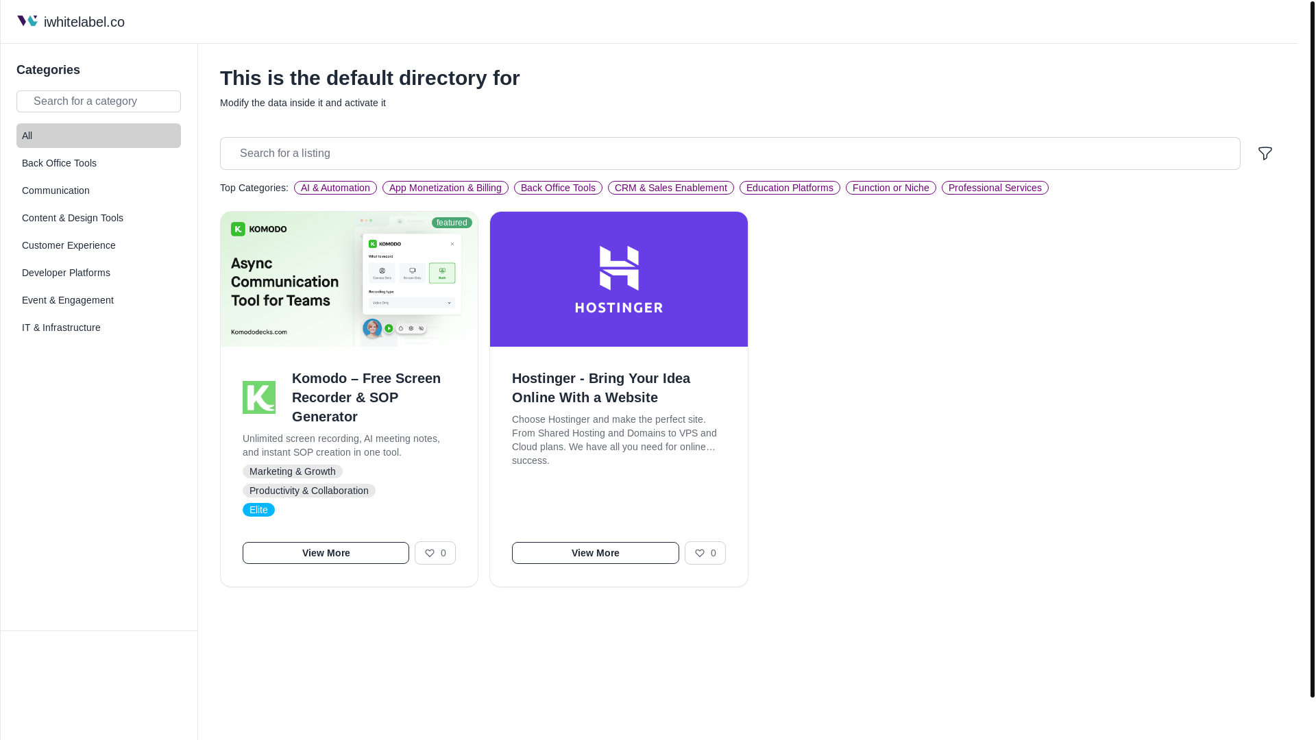 website screenshot of https://iwhitelabel.co/