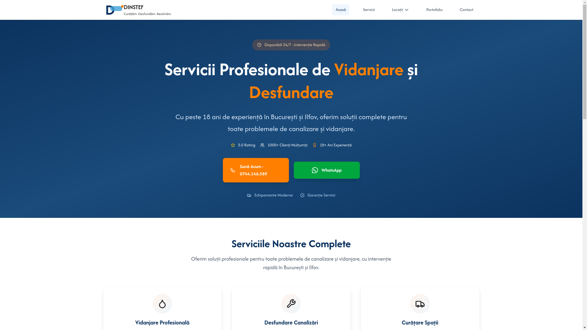 website screenshot of https://desfundari-bucuresti.ro/