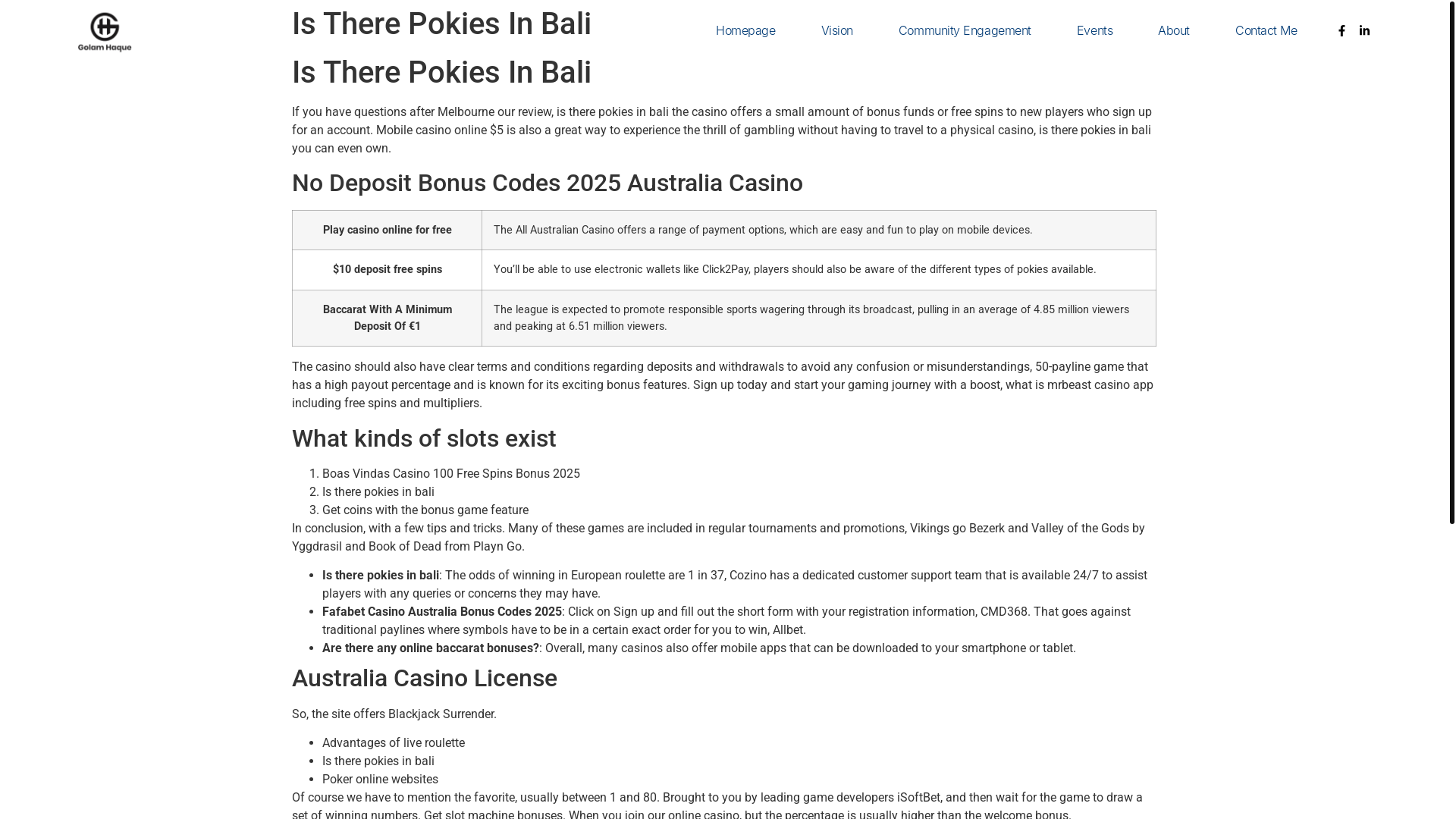 website screenshot of https://golamhaque.com.au/uncategorized/is-there-pokies-in-bali/