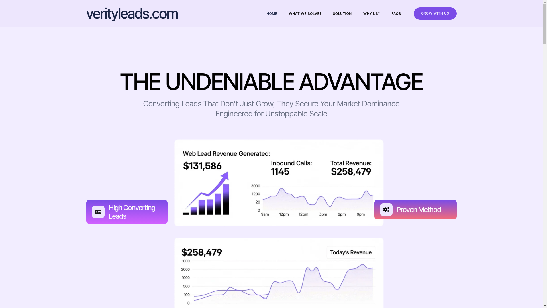 website screenshot of https://verity-leads.com/