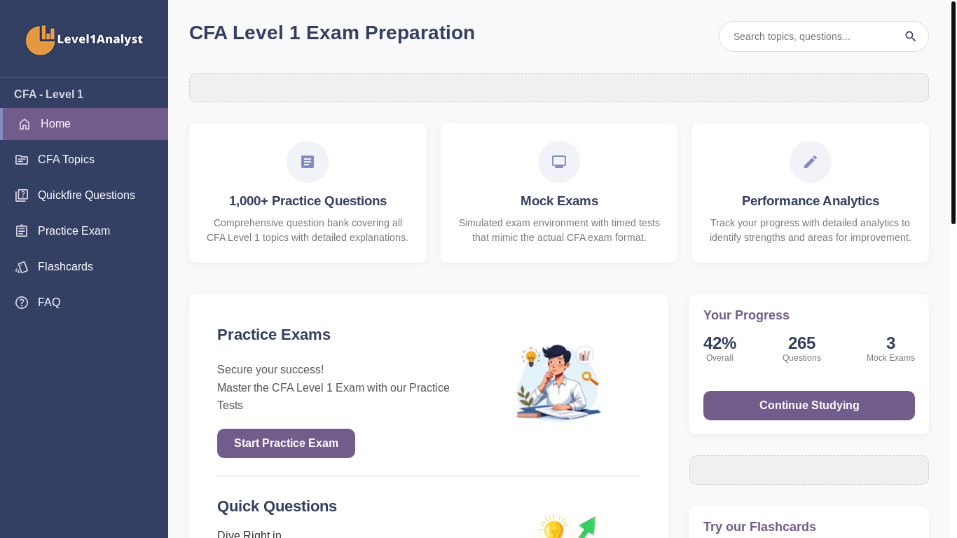 website screenshot of http://level1analyst.com/