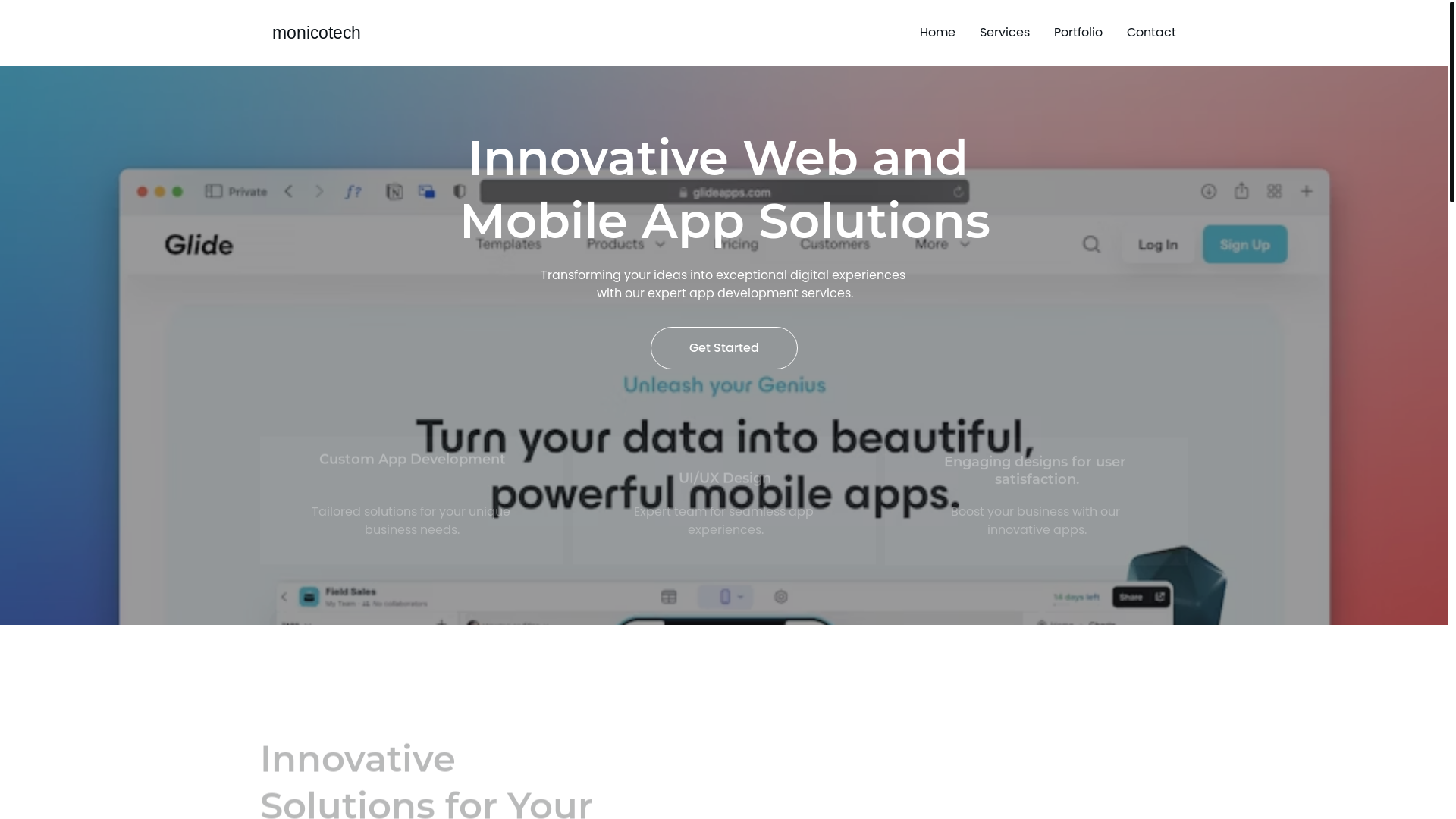 website screenshot of https://monicotech.com/