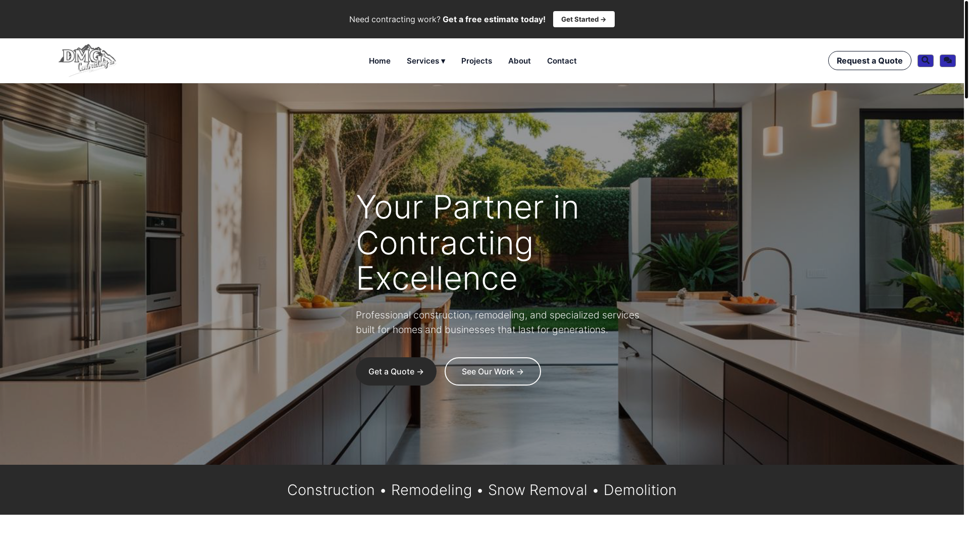 website screenshot of https://dmgcontractingllc.com/