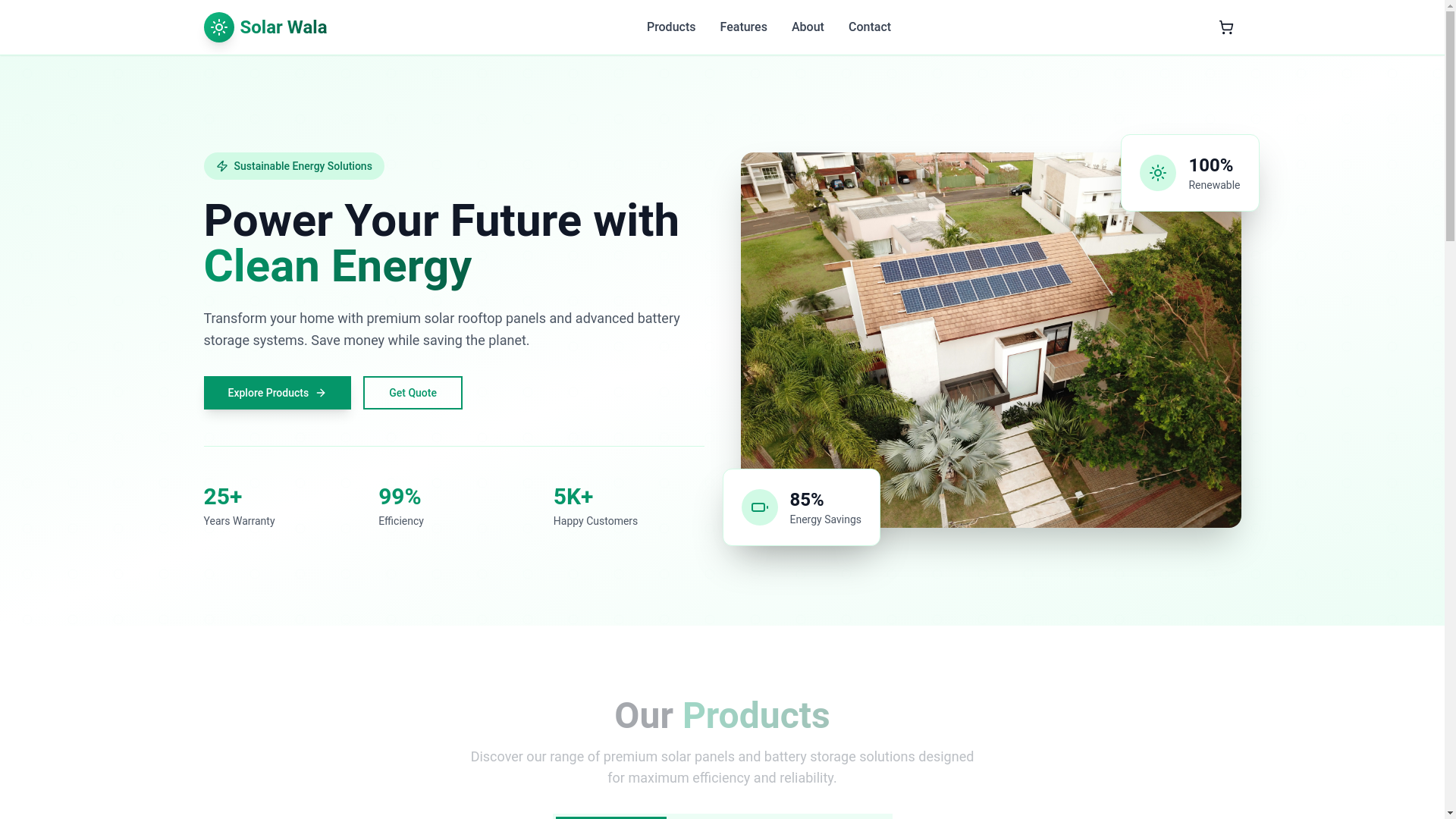 website screenshot of https://solarwala.shop/