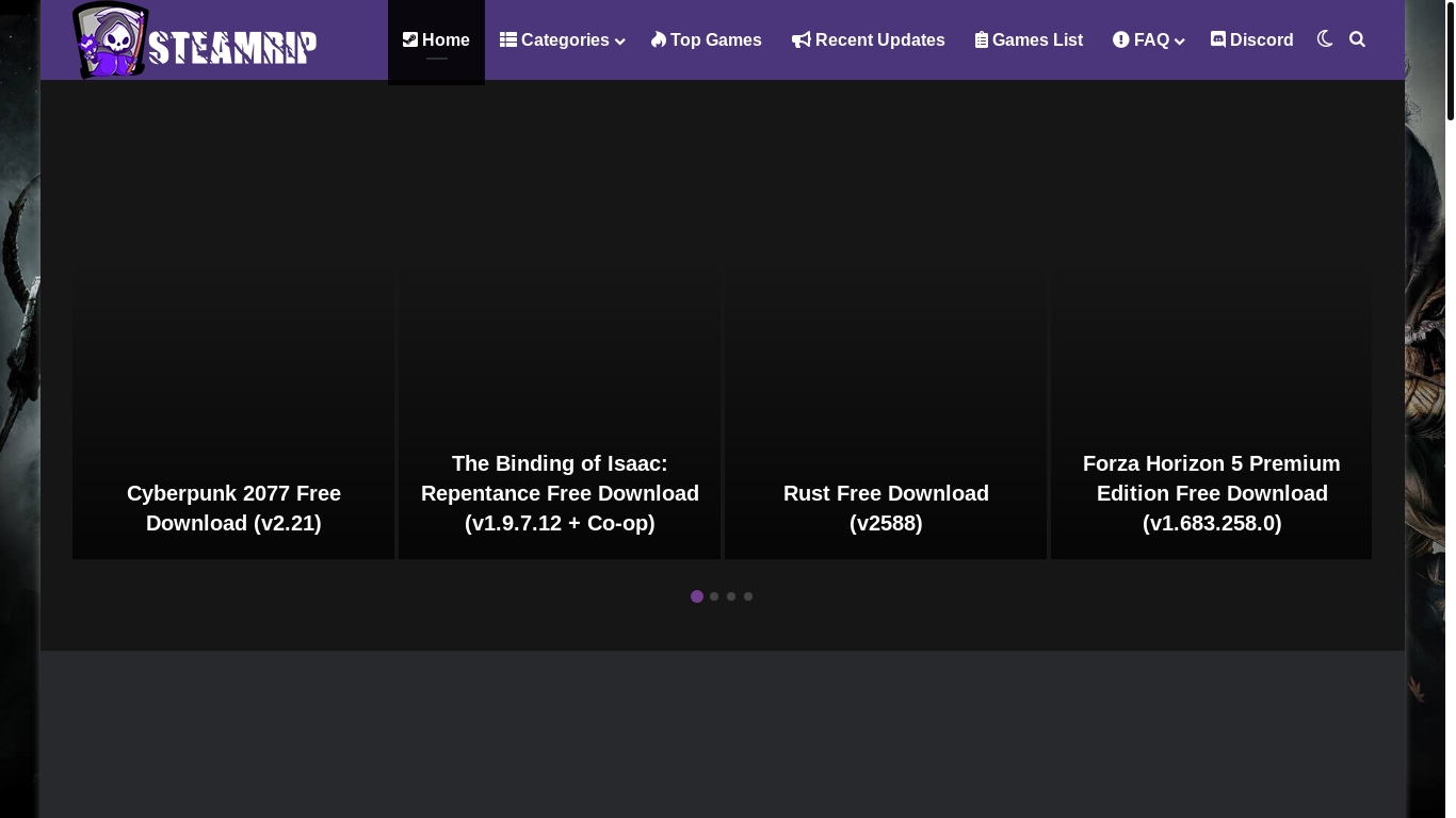 website screenshot of https://steamrip.com/