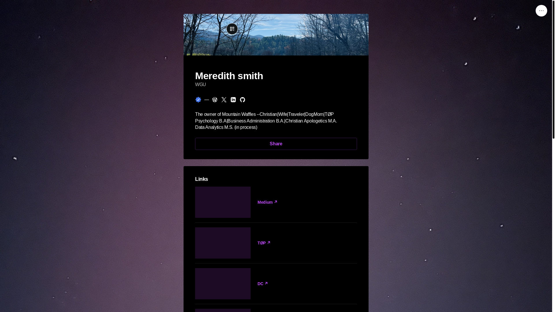 website screenshot of https://meredith-smith.link/