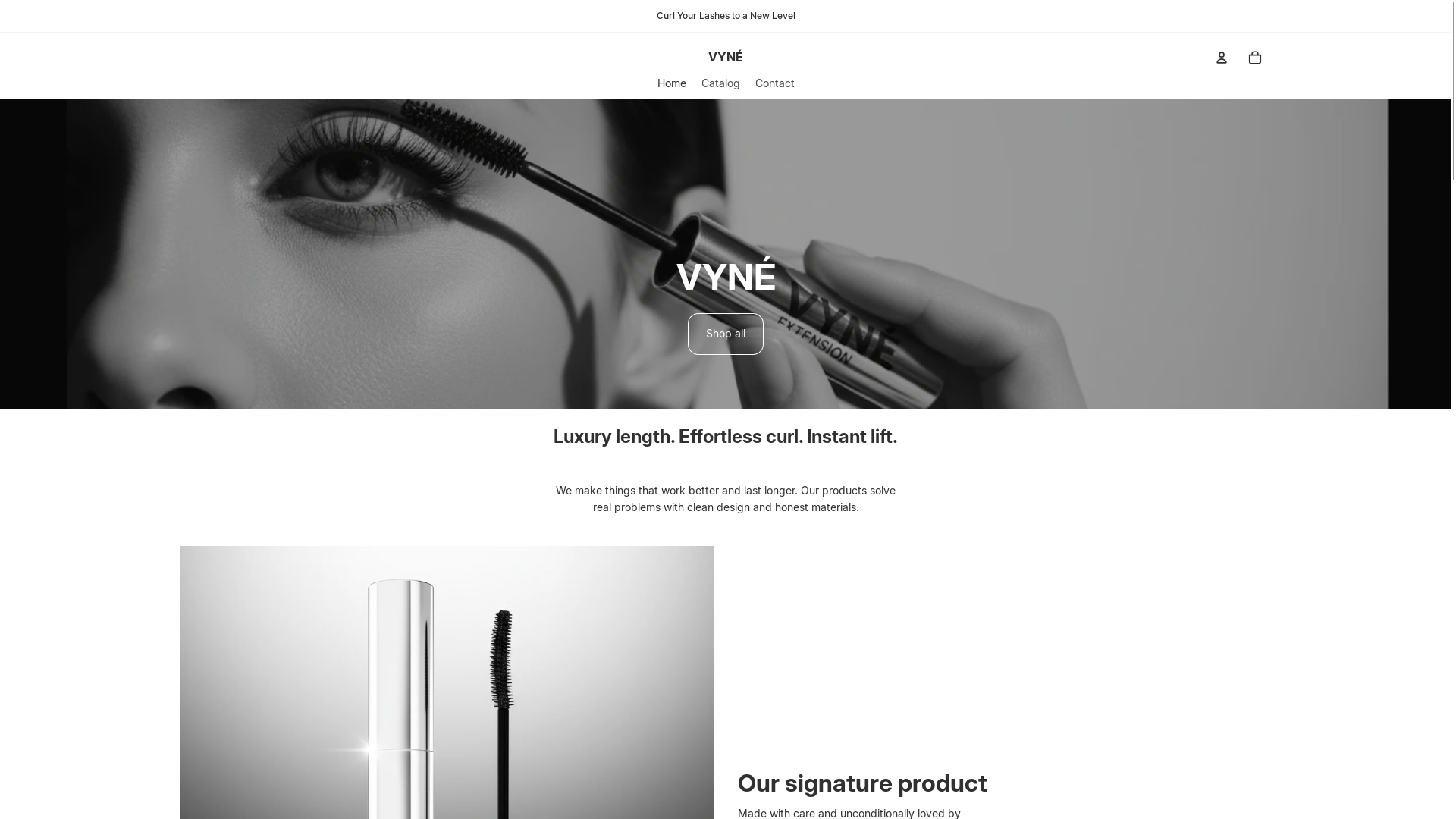 website screenshot of https://usevyne.com/