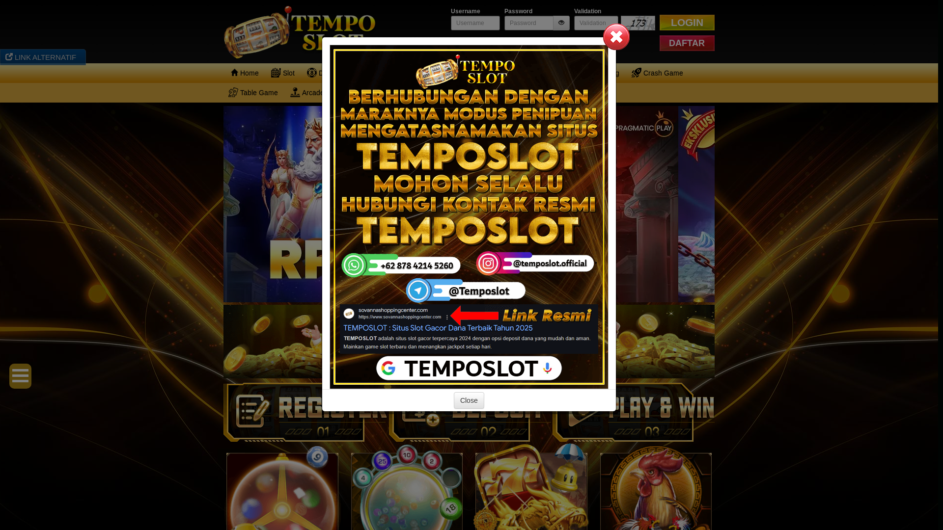 website screenshot of https://tempohebat.online/