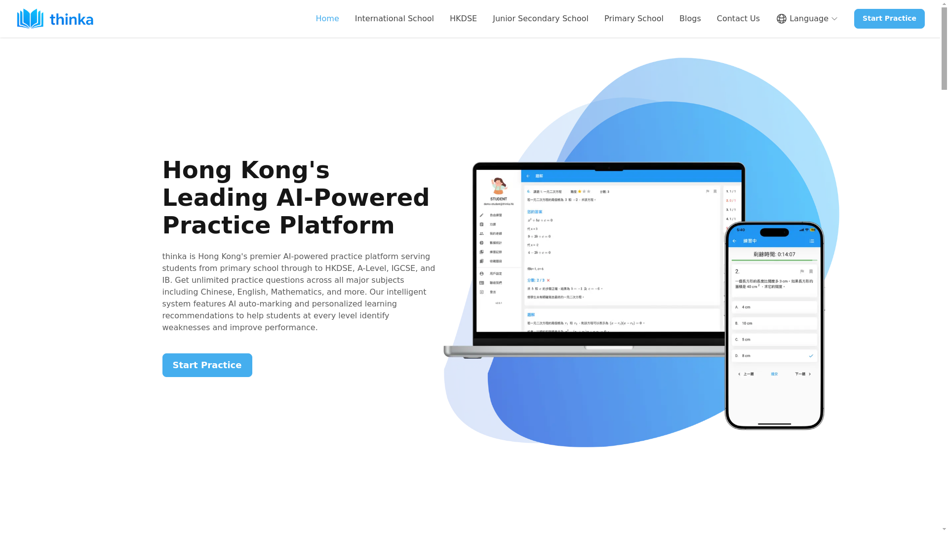 website screenshot of https://www.thinka.ai/