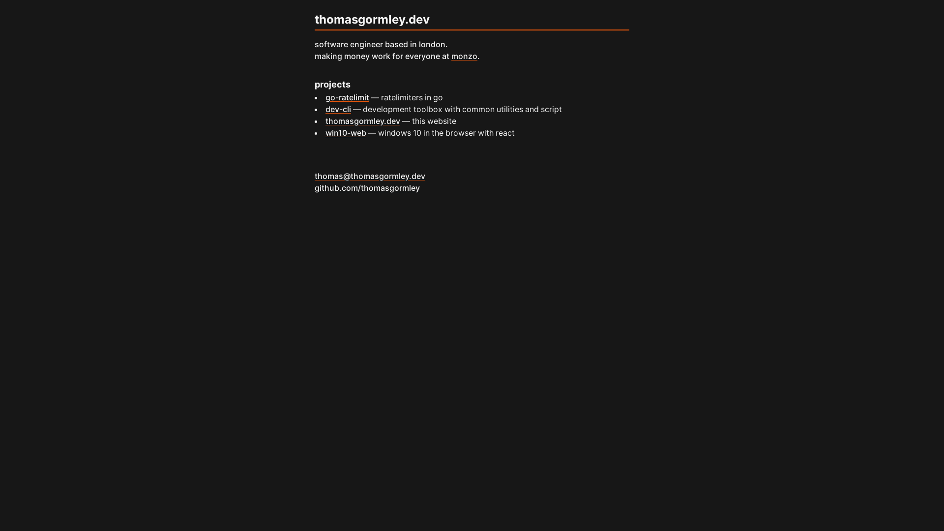website screenshot of https://thomasgormley-dev.pages.dev/