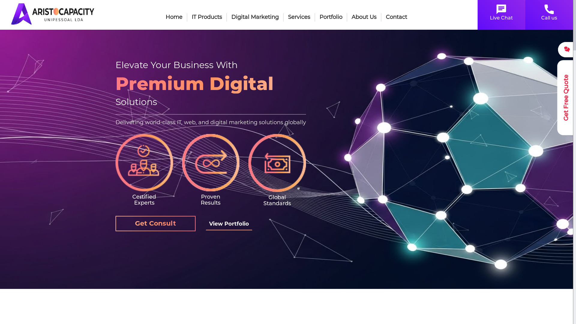 website screenshot of https://aristocapacity.pt/