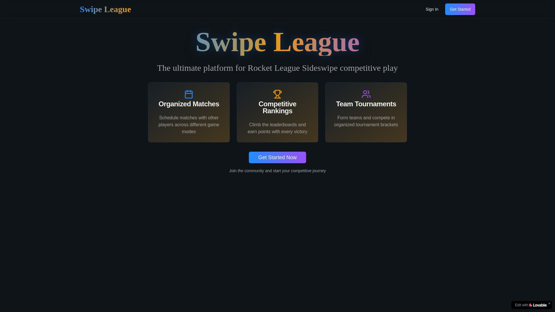 website screenshot of https://swipeleague.org/